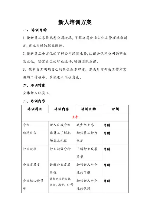 新人培训方案-完整版