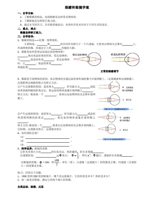 眼睛和眼镜_学生学案上课用