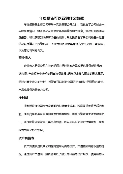 年度报告可以看到什么数据