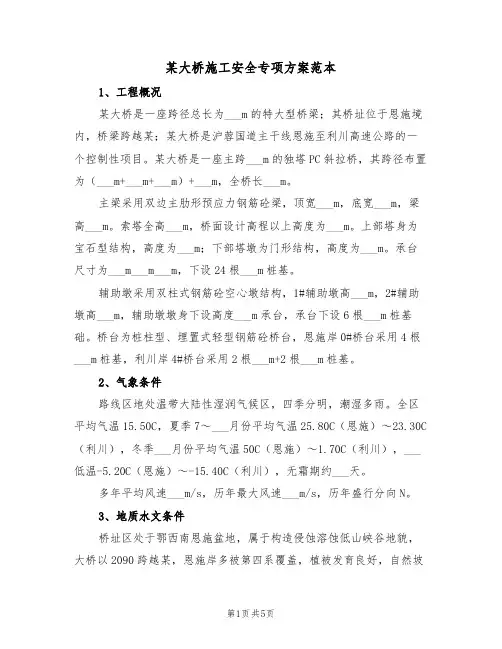 某大桥施工安全专项方案范本(二篇)