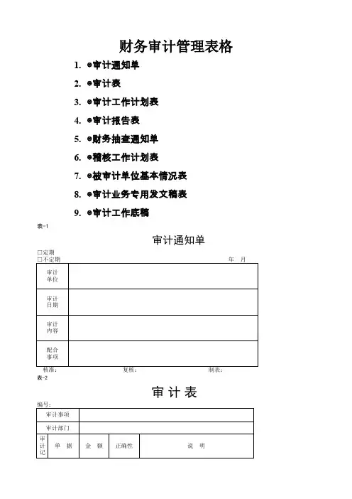 财务审计管理表格个表格