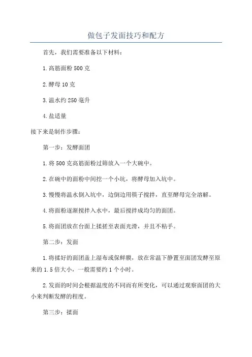 做包子发面技巧和配方