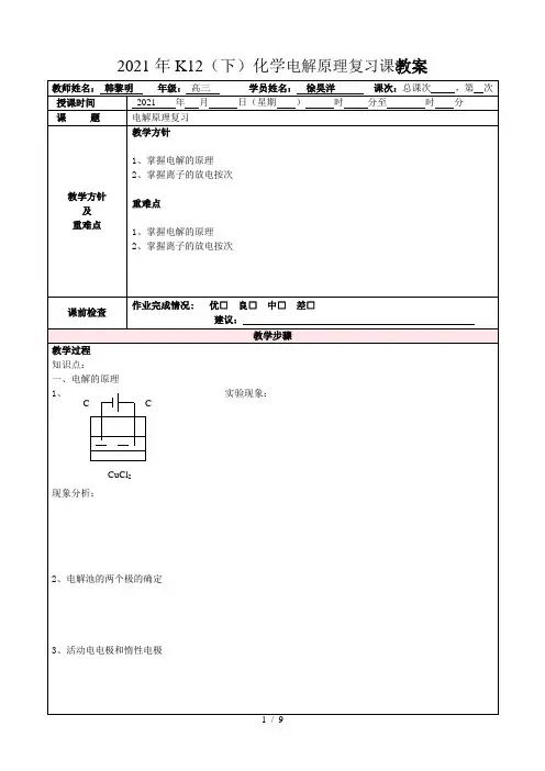 高三化学电解原理(徐昊洋)