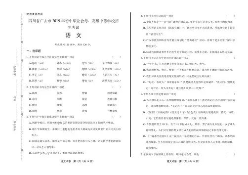 2019年四川省广安中考语文试卷