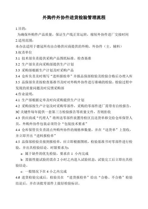 外购件进货检验管理办法