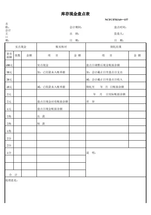 107库存现金盘点表