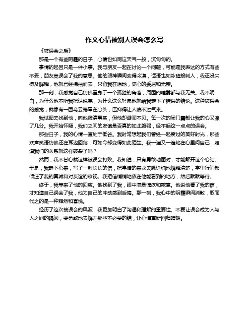 作文心情被别人误会怎么写