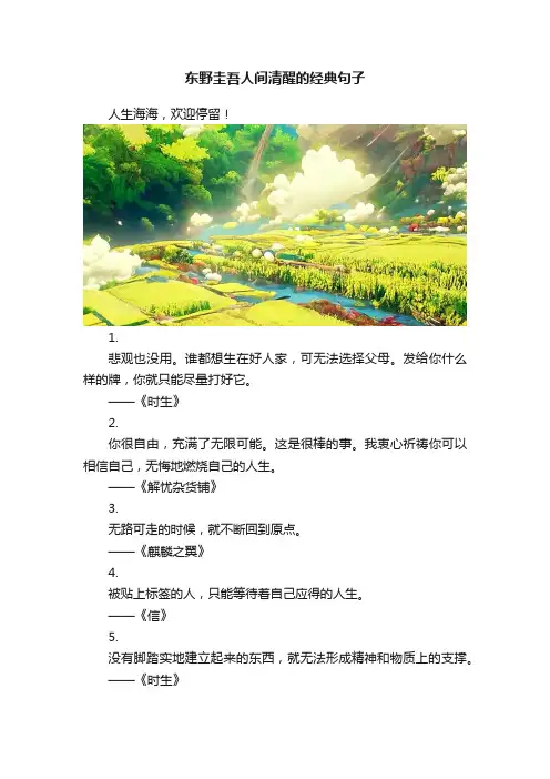 东野圭吾人间清醒的经典句子