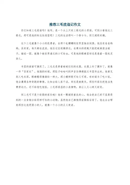 推荐三毛流浪记作文