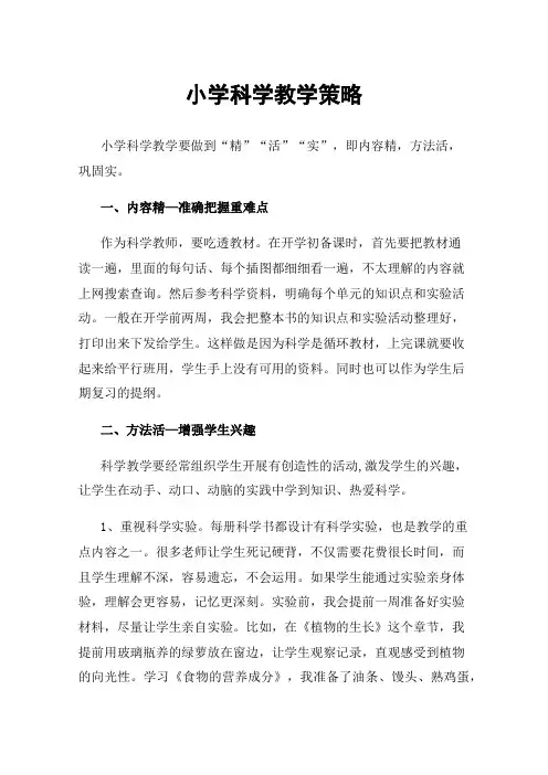 小学科学教学策略