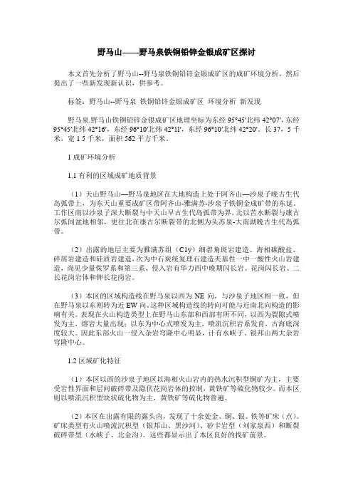 野马山——野马泉铁铜铅锌金银成矿区探讨