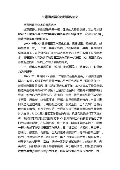 共青团委员会述职报告范文
