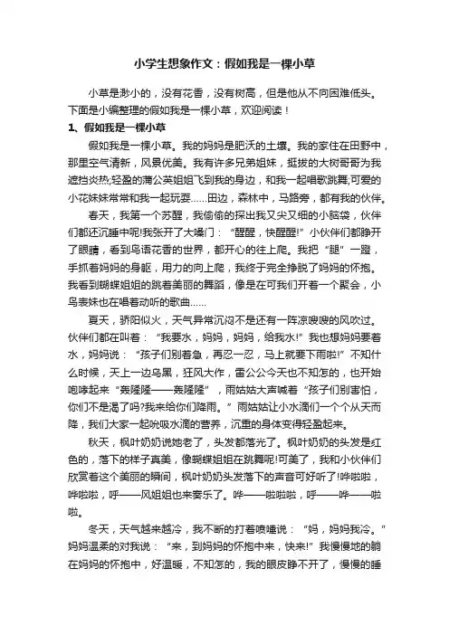 小学生想象作文：假如我是一棵小草