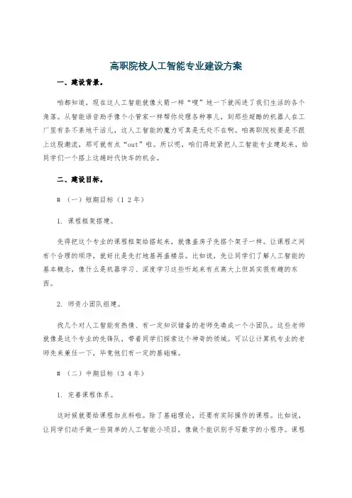 高职院校人工智能专业建设方案