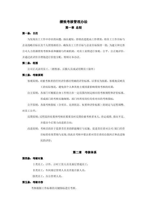 绩效考核管理办法(生产型企业)