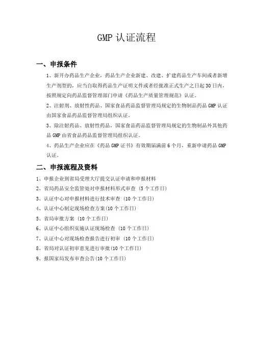 GMP认证流程及资料