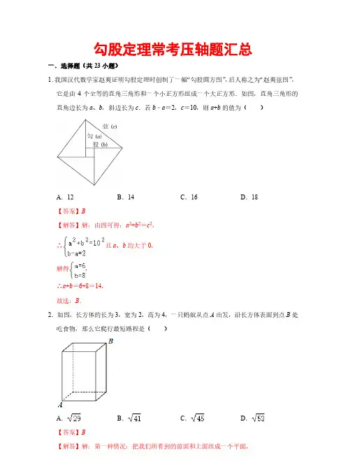 【常考压轴题】勾股定理常考压轴题汇总—2023-2024学年八年级数学下册(人教版)(解析版)