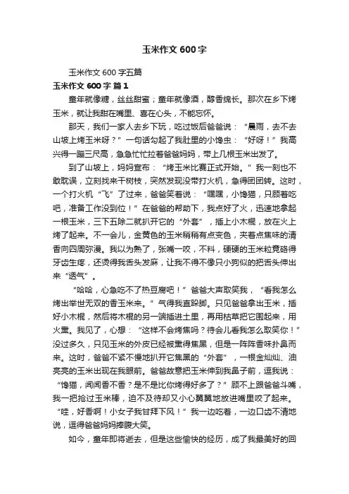 玉米作文600字五篇