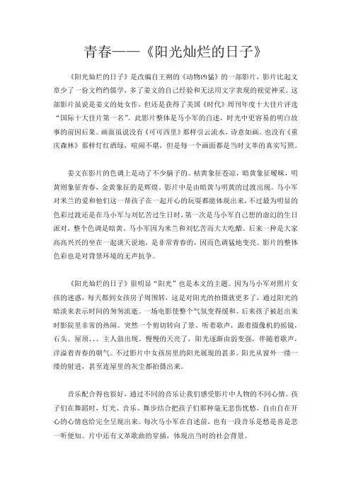 (完整word版)编导艺考影评范文