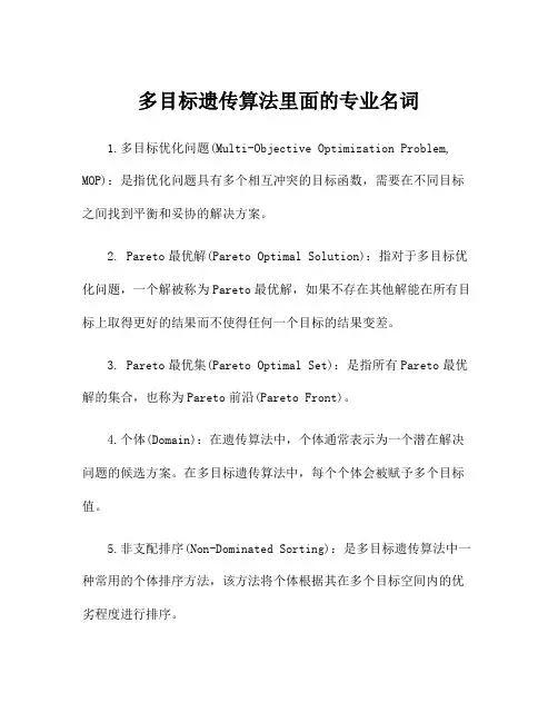 多目标遗传算法里面的专业名词
