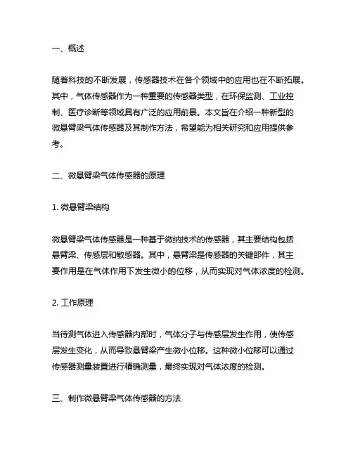 一种微悬臂梁气体传感器及其制作方法