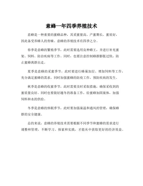 意蜂一年四季养殖技术