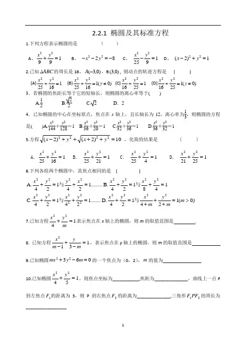 椭圆的简单几何性质练习题 (2)