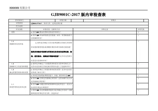 新版国军标内审表模板