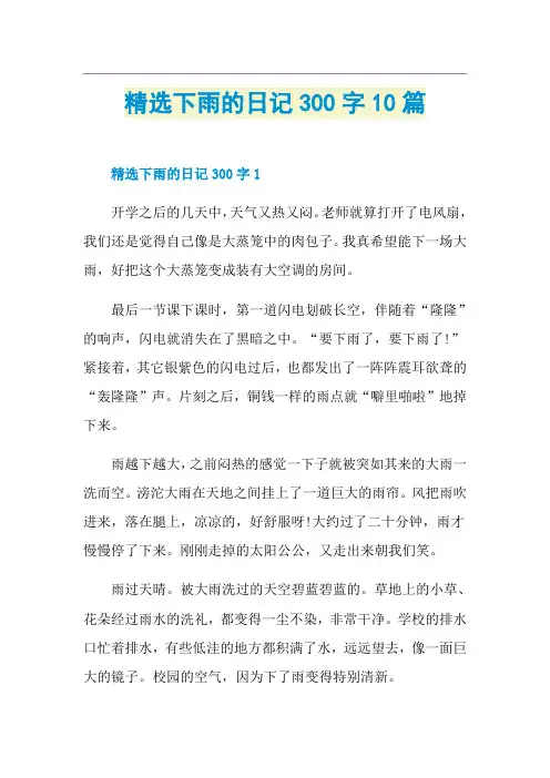 精选下雨的日记300字10篇