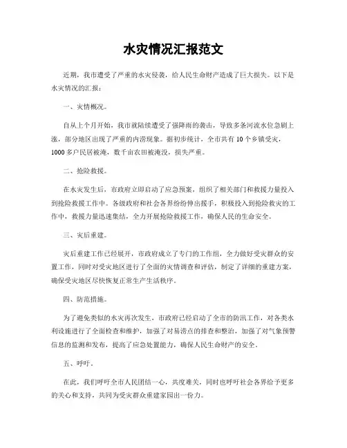 水灾情况汇报范文