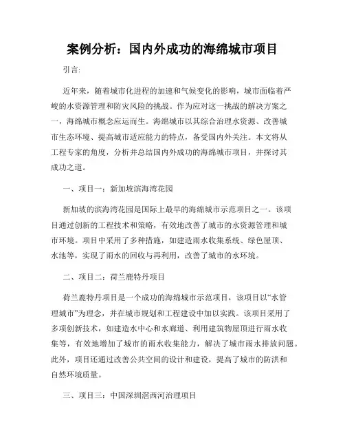 案例分析：国内外成功的海绵城市项目