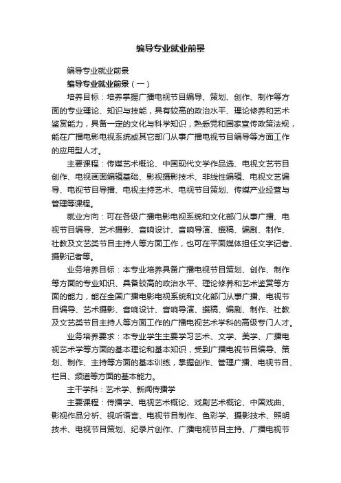 编导专业就业前景