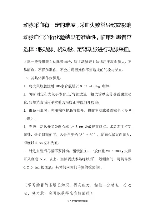 大鼠腹主动脉采血技巧