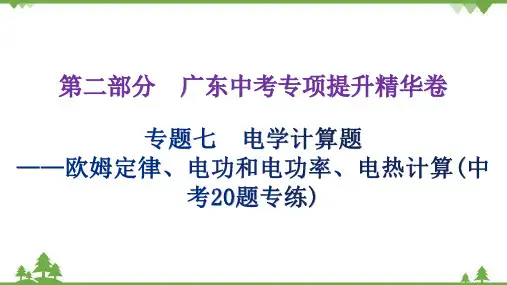 中考物理二轮专题七电学计算题课件