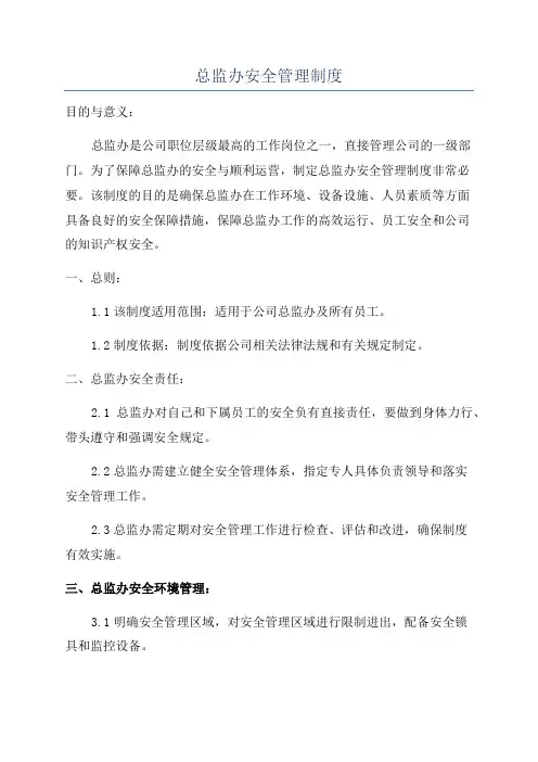 总监办安全管理制度