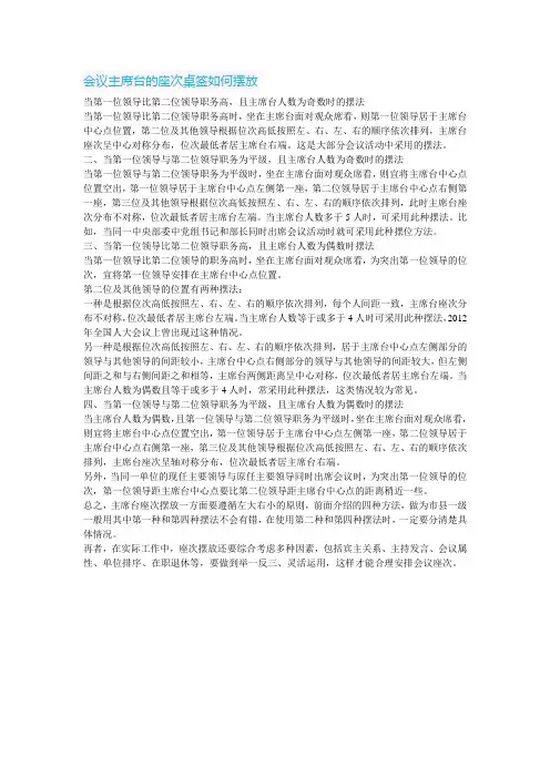 会议主席台的座次桌签如何摆放