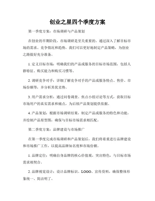 创业之星四个季度方案