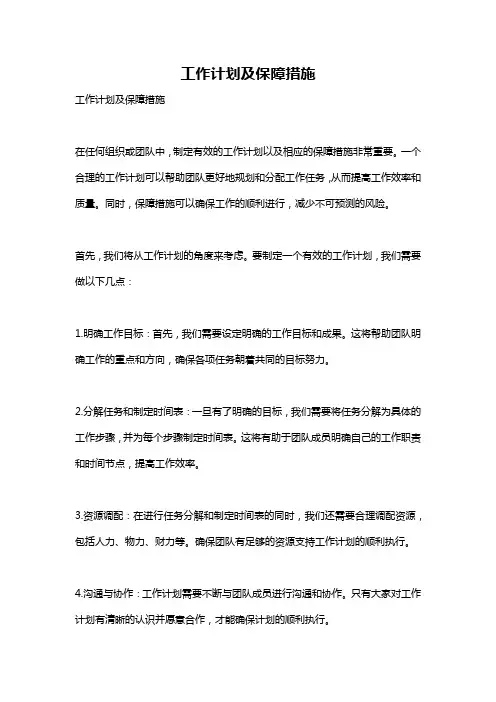 工作计划及保障措施