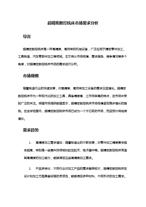 2024年超精密数控铣床市场需求分析