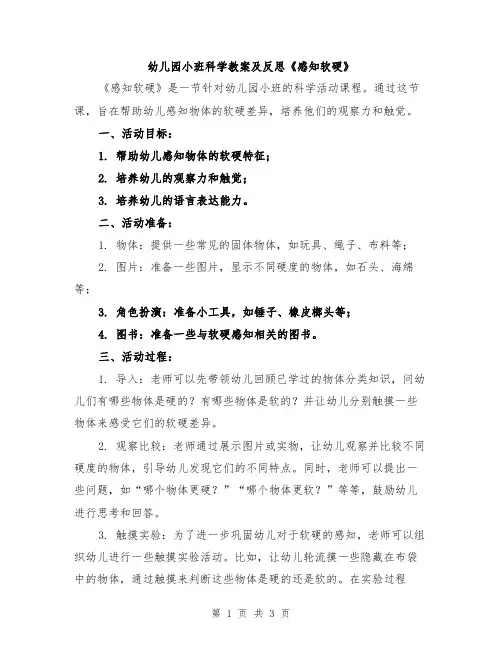 幼儿园小班科学教案及反思《感知软硬》