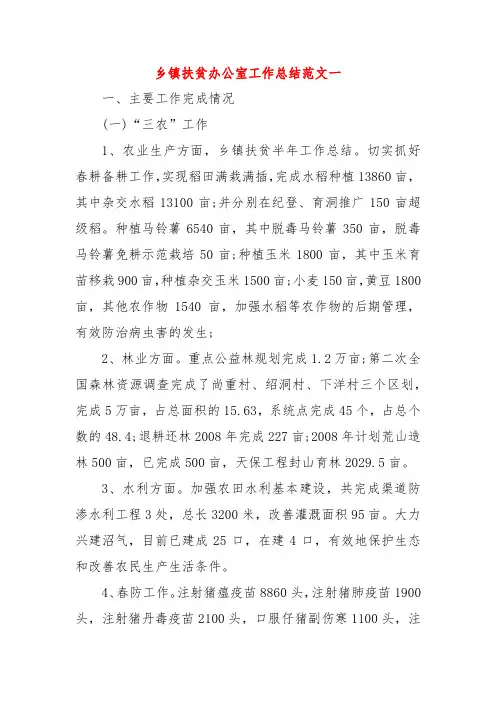乡镇扶贫办公室工作总结范文两篇