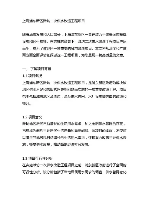 上海浦东新区潍坊二次供水改造工程项目