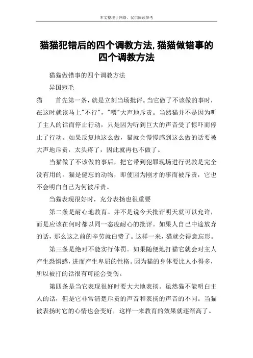 猫猫犯错后的四个调教方法,猫猫做错事的四个调教方法