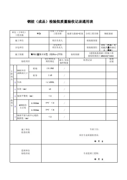 管道内防腐层检验批质量验收记录通用表 (2)