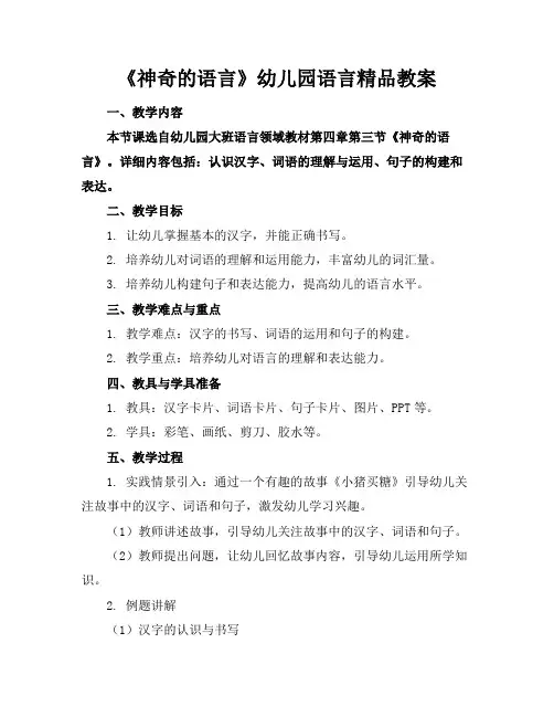 《神奇的语言》幼儿园语言精品教案