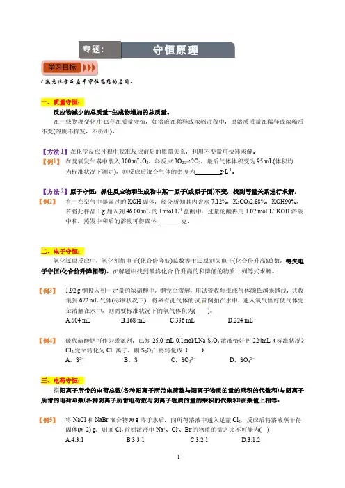 高中化学 守恒原理