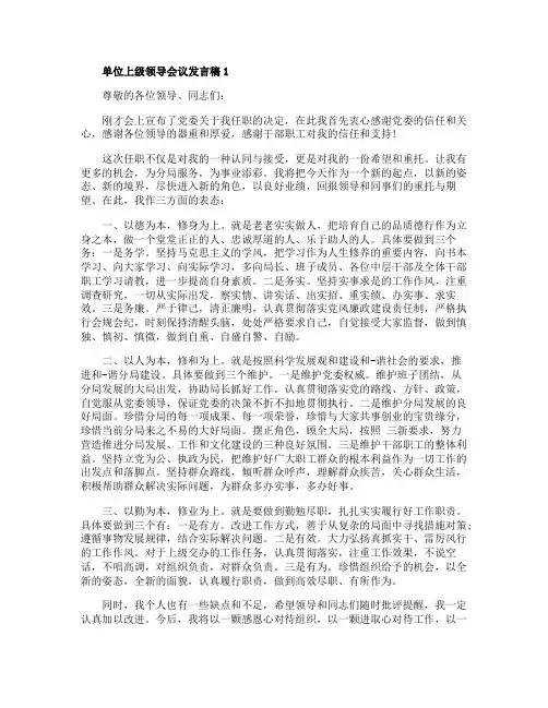 单位上级领导会议发言稿