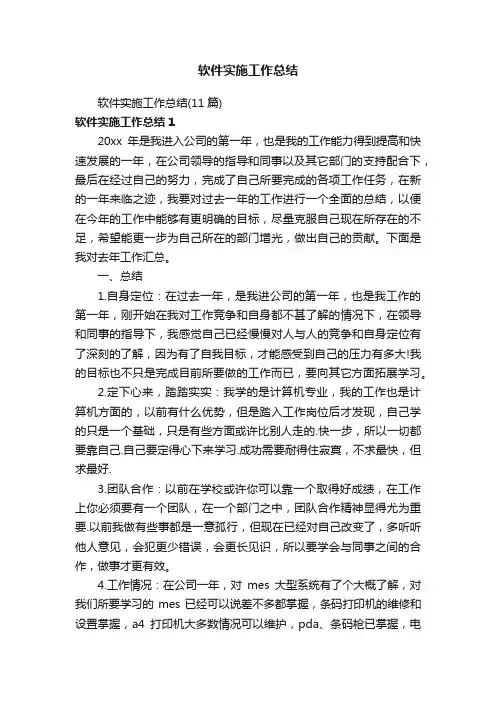 软件实施工作总结（11篇）