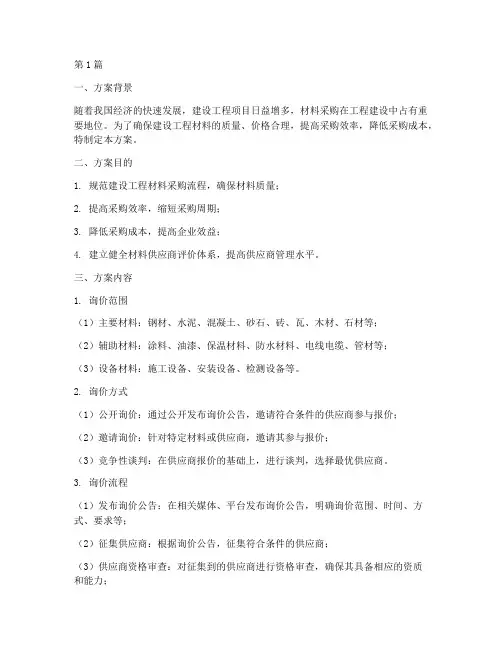 建设工程材料询价方案(3篇)