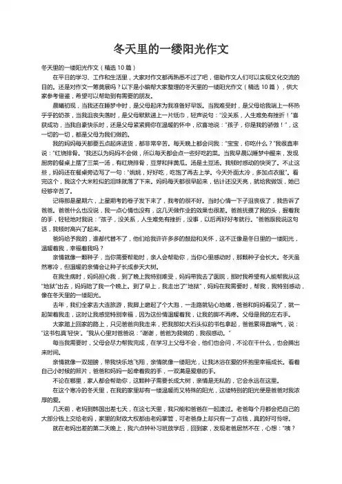 冬天里的一缕阳光作文（精选10篇）